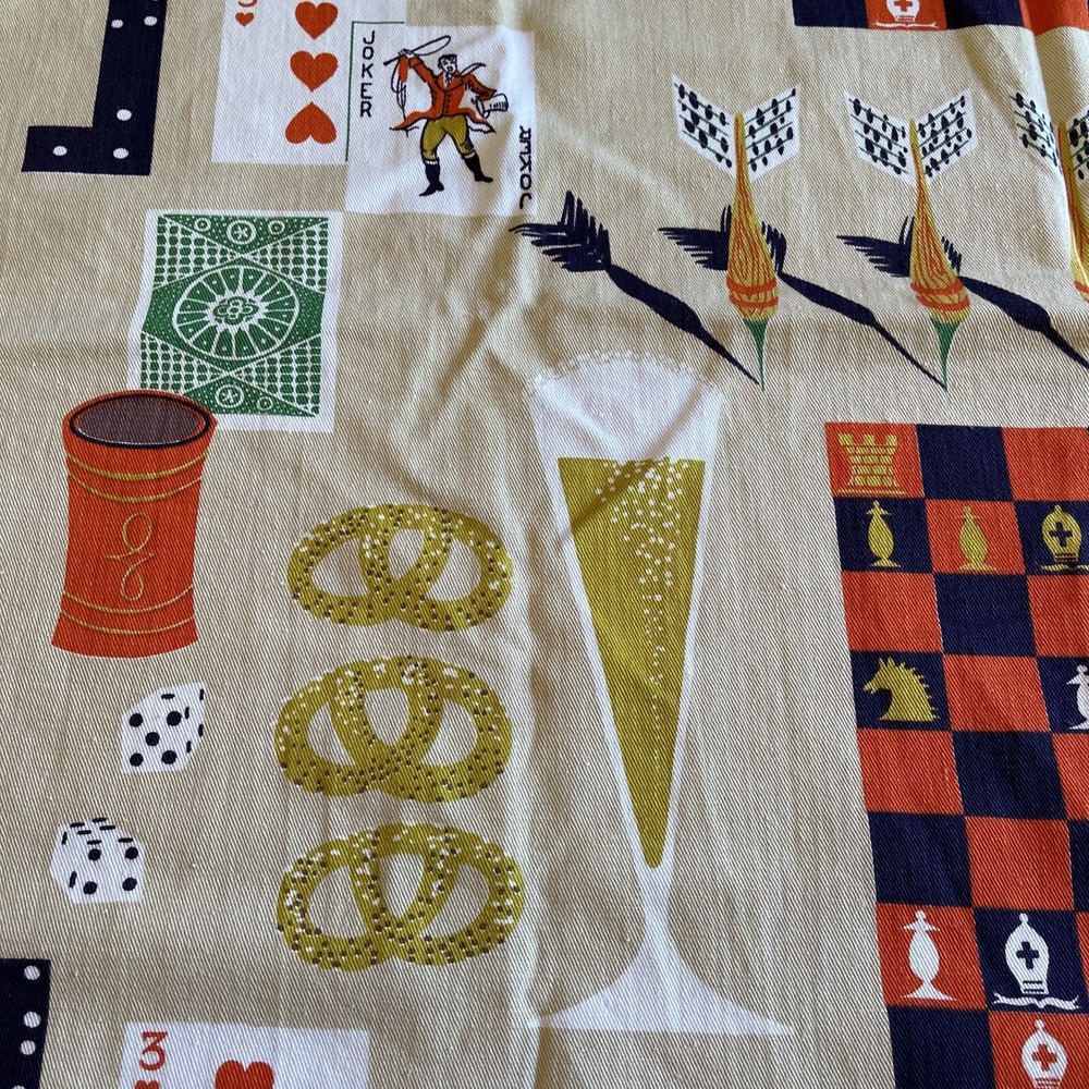 Fabric Roommaker Cotton Twill Novelty Games Man Cave Decor Vintage MCM